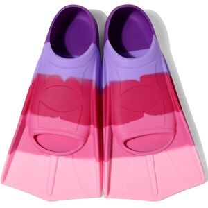 Kids Swim Fins, Short Blade Non-Slip Heel Pool Training Flippers -kids 2-3.5 (S)